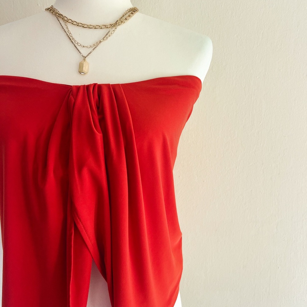Express Vibrant Red Strapless Top